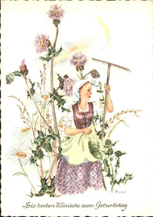 Geburtstag Blumen Harke Künstlerkarte Distel Nr. 1