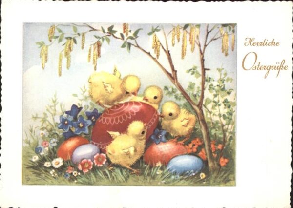 Ostern Easter Paques Küken Ostereier Blumen