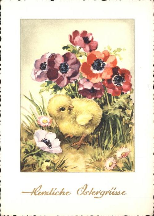 Ostern Easter Paques Küken Blumen