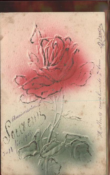 Rose Frankreich Glitzerkarte