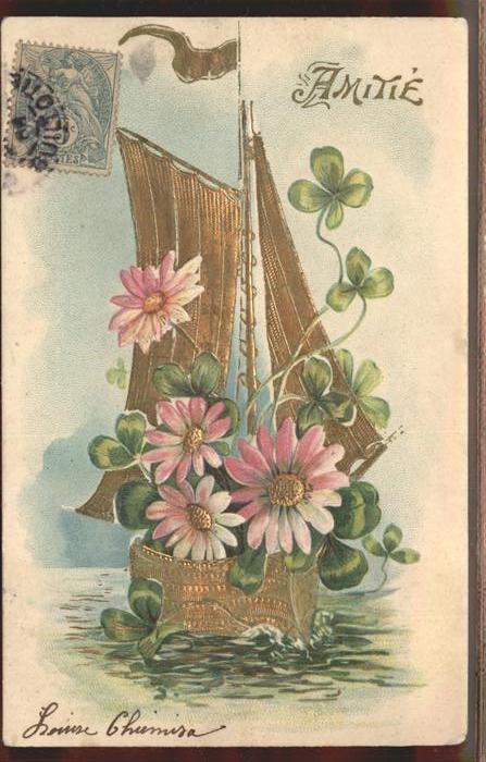 Segelboote Blumen Kleeblätter