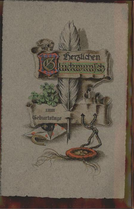 Geburtstag Hufeisen Kleeblätter Feder Sieger Brief