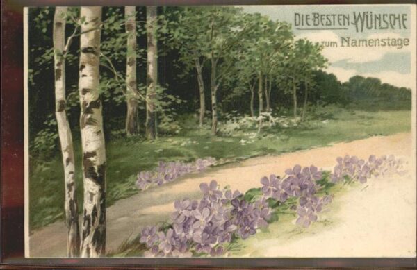 Namenstag Namenskarte Blumen Bäume