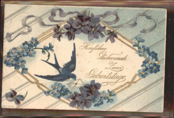 Geburtstag Schwalbe Brief Blumen