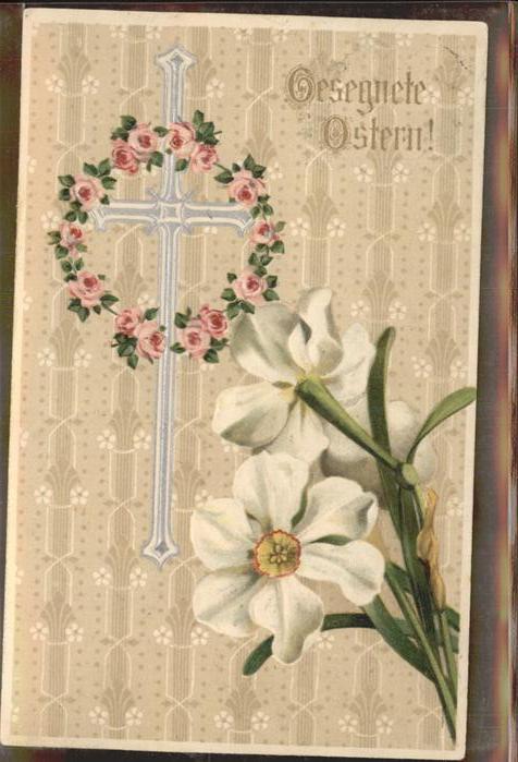 Ostern Easter Paques Blumen Kreuz