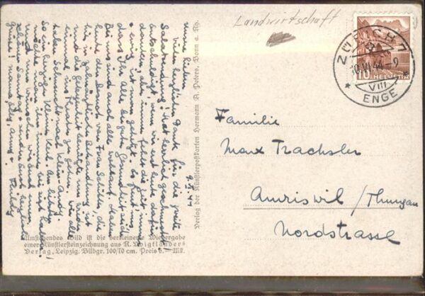 Kuenstlerkarte H.v.Volkmann Blühende Rapsfelder Landwi – Bild 2