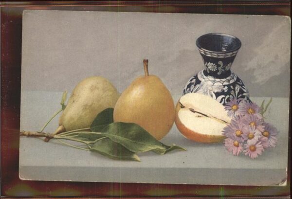 Obst Birnen Blumen Vase