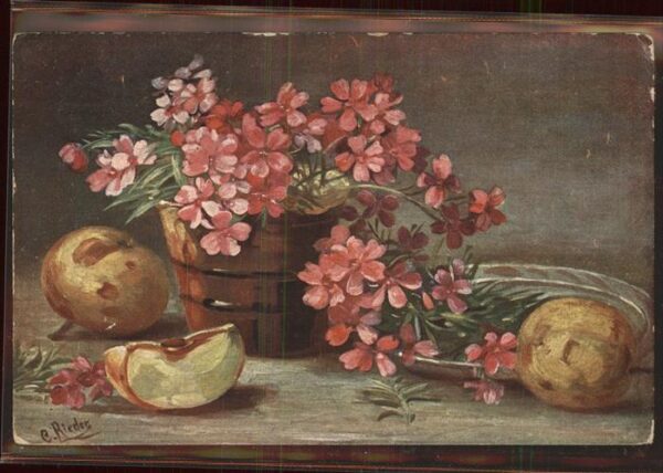 Kuenstlerkarte C. Rieder Nr. 262 Äpfel Blumen