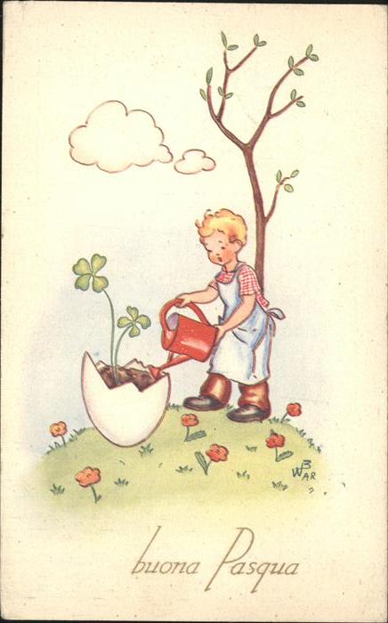 Ostern Easter Paques Gießkanne Kleeblatt