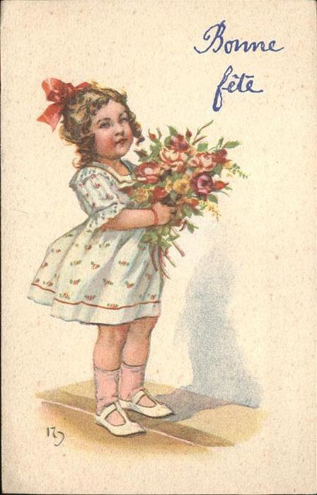 Baby Nursery Bebe Blumenstrauss Paris Künstlerkarte