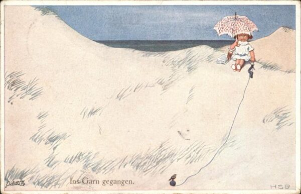Verlag Tucks Oilette Nr. 978 Kind Garn Regenschirm