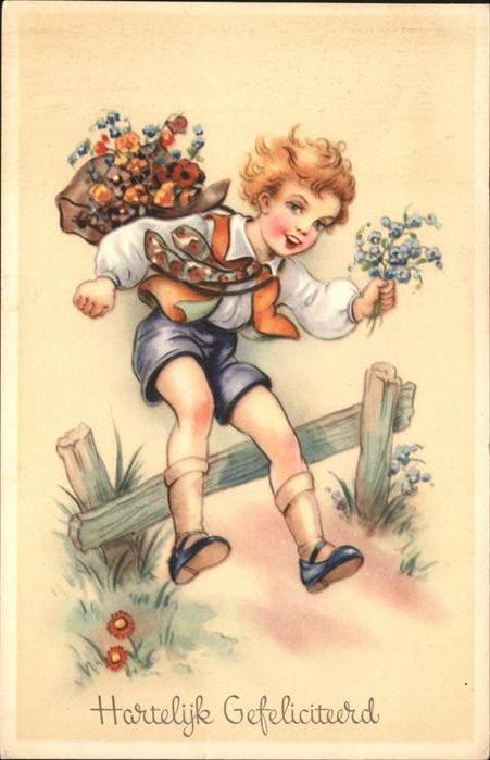 Glueckwunsch Kind Blumen Krawatte