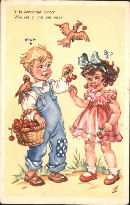Voegel Kinder Kirschen