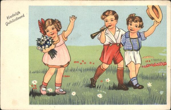 Glueckwunsch Kinder Trompete  Blumen