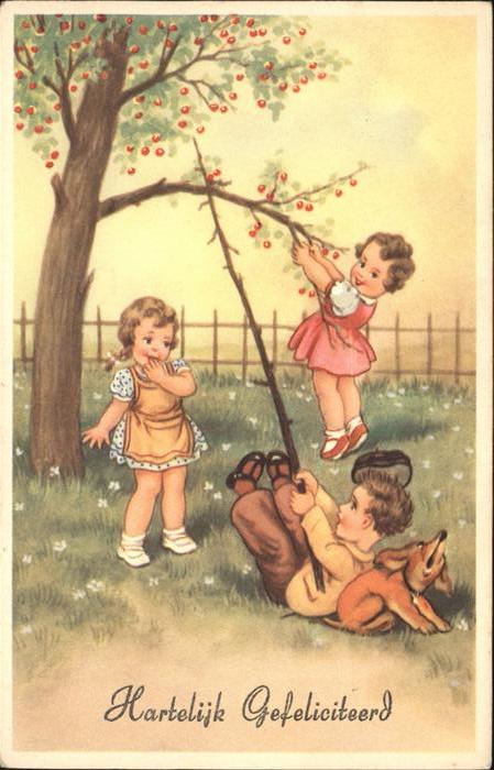Glueckwunsch Hund Kinder Baum