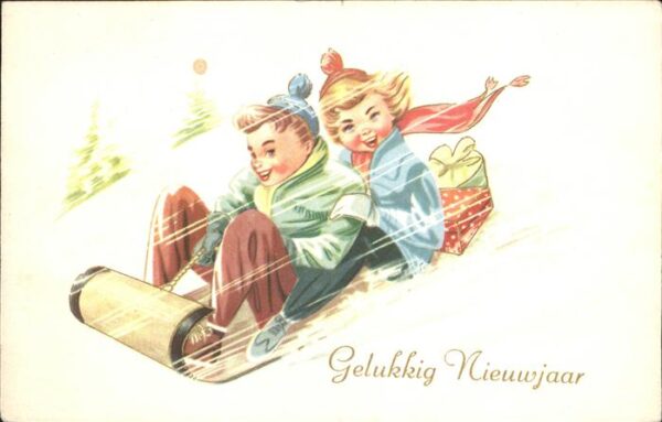 Schlitten Schnee Neujahr Kinder