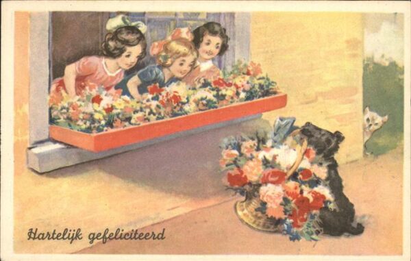 Geburtstag Hund Blumen Kinder