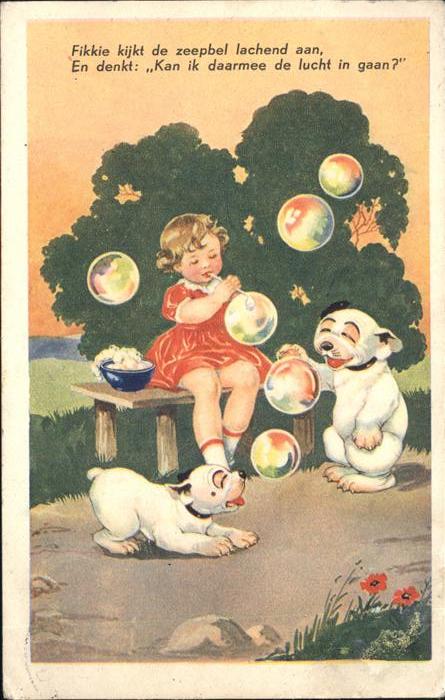 Hunde Kind Seifenblasen
