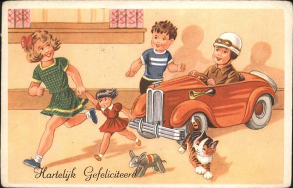 Autos Katze Kinder Glückwunsch Esel