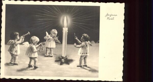 Musikanten Weihnachten Engel Kerze Geige Triangel