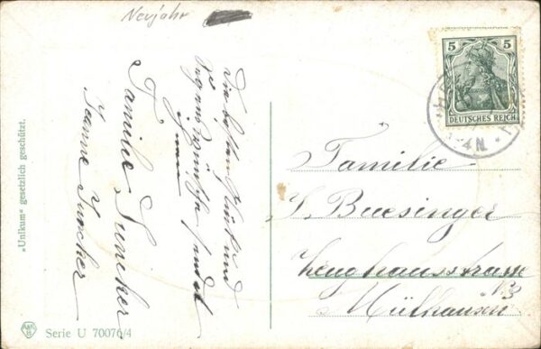 Neujahr Hufeisen Brief Blumen Kind – Bild 2