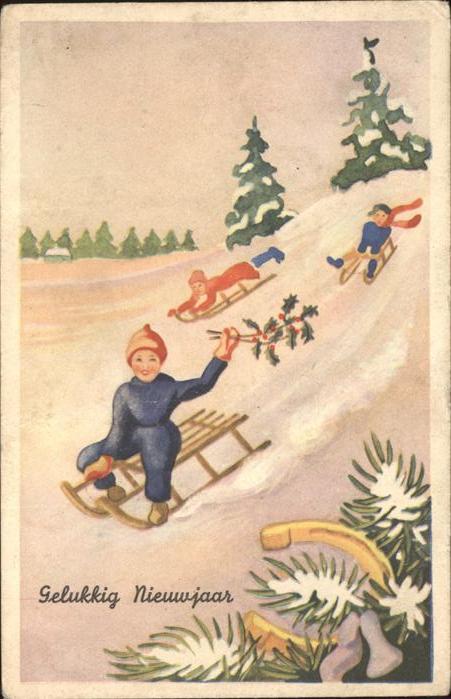Schlitten Schnee Neujahr Hufeisen Kinder