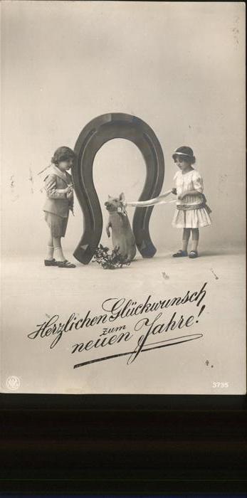 Hufeisen Schwein Kinder Neujahr