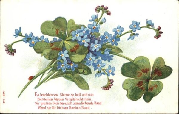 Kleeblatt Cloverleaf Trebol Trefle Vergissmeinnicht Gedicht