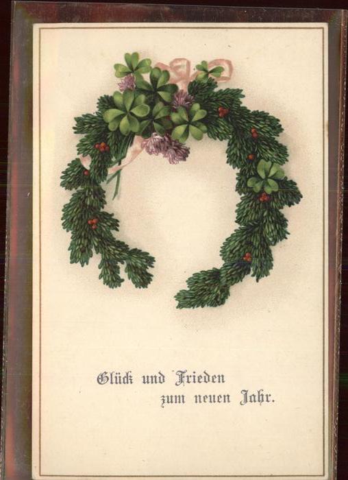 Neujahr Kleeblätter Tannenzweig-Kranz