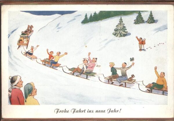 Schlitten Schnee Neujahr