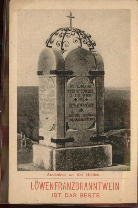Werbung Reklame Löwenfranzbranntwein Kriegendenkmal Reg