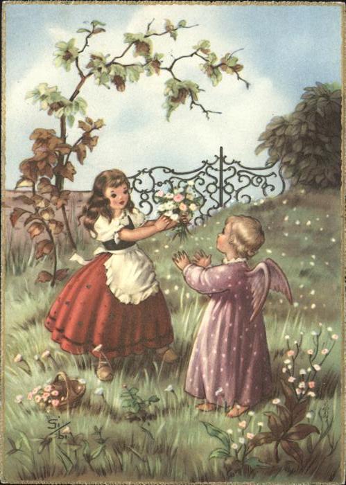 Engel Kinder Blumen