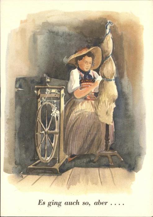 Spinnen Handwerk Spinnrad Tracht Werbung Brown Boveri Mu