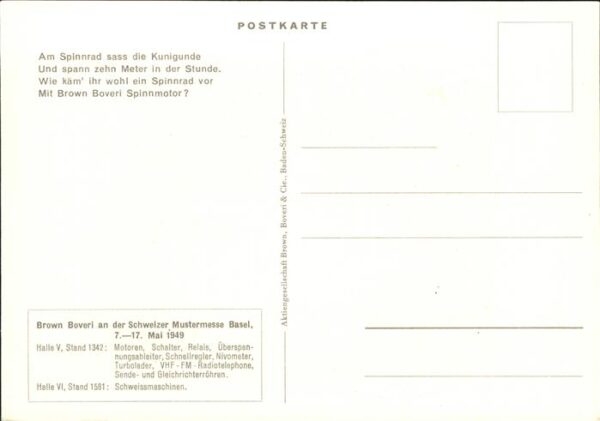 Spinnen Handwerk Spinnrad Tracht Werbung Brown Boveri Mu – Bild 2