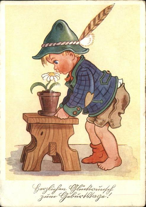 Geburtstag Kind Blume Hut Feder