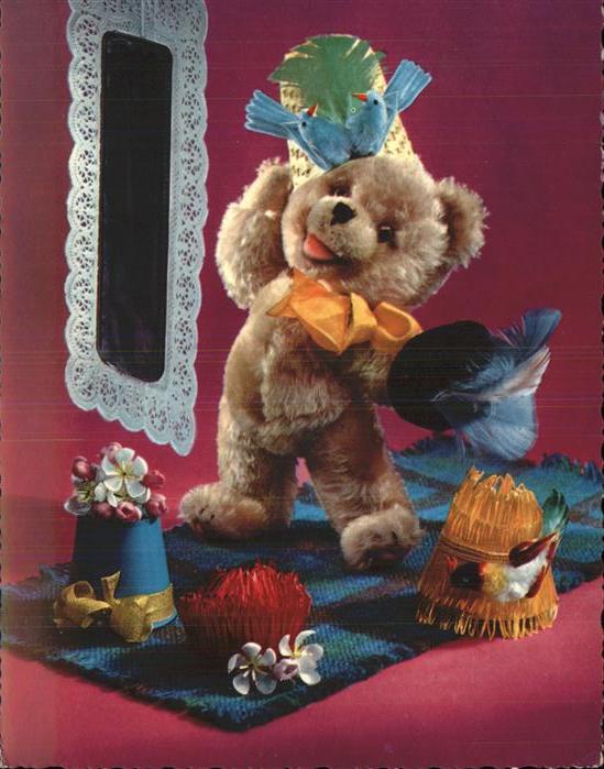 Teddy Teddybaer Teddy-bear Hutmode Spiegel Vögel