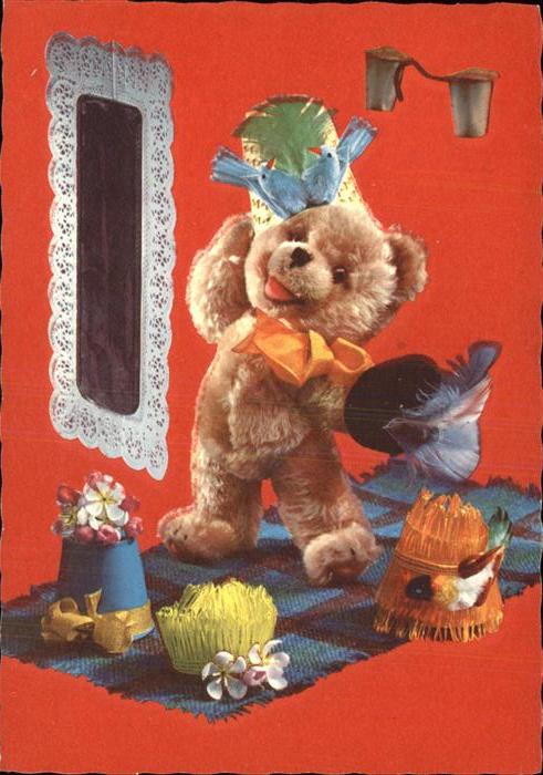 Teddy Teddybaer Teddy-bear Hutmode Spiegel Vögel