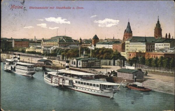 Dampfer Seitenrad Mainz Stadthalle Dom