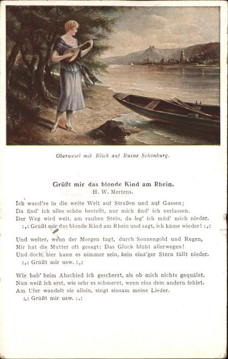 Liederkarte Rheinlieder Nr. 9 Oberwesel Ruine Schön