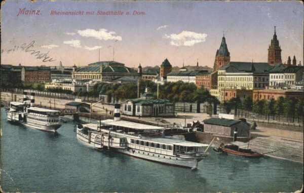 Dampfer Seitenrad Mainz Stadthalle Dom