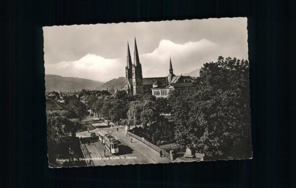 Strassenbahn Freiburg i. Br. Dreisambrücke Kirche St