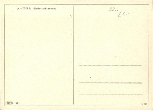 Kuenstlerkarte Nr. 32/1 A. Höfer Niedersachsenhaus – Bild 2