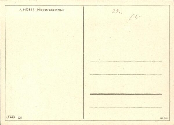Kuenstlerkarte A. Höfer Nr. 32/1 Niedersachsenhaus – Bild 2