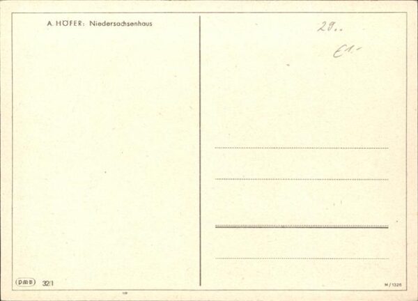 Kuenstlerkarte A. Höfer Nr. 32/1 Niedersachsenhaus – Bild 2