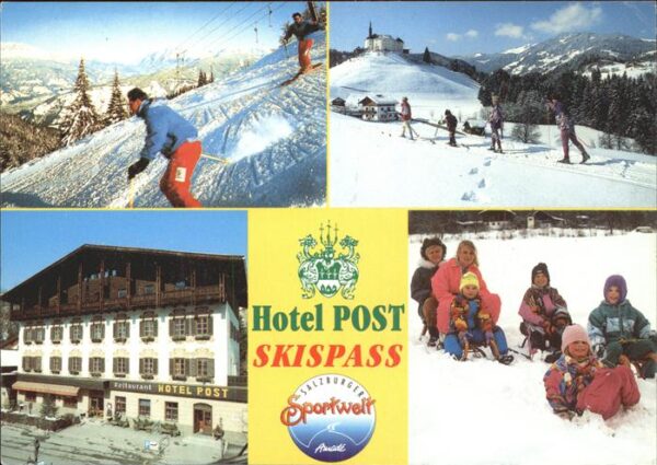 Salzburg Oesterreich Hotel Post Wintersportplatz Skifahrer L