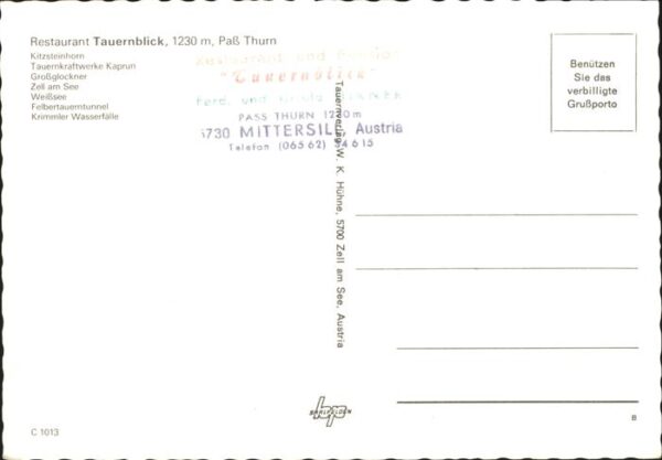 Mittersill Oberpinzgau Restaurant Tauernblick Pass Thurn Kitzs – Bild 2