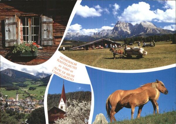 Kastelruth Suedtirol Seiser Alm Fenster eines Bauernhofes Ki