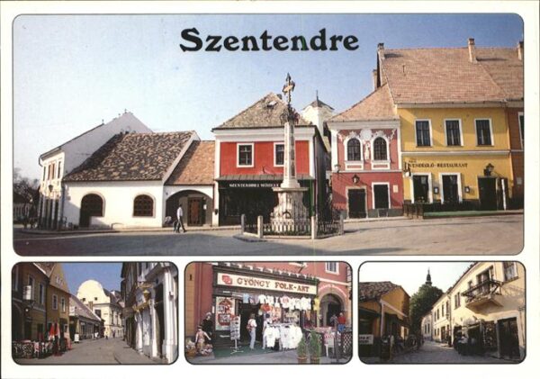 Szentendre Teilansichten Kreuz Pestsäule Restauran
