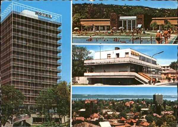 Balaton Plattensee Hotel Schwimmbad Panorama mit Plattense