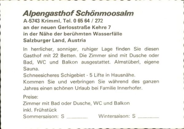 Krimml Alpengasthof Schönmoosalm – Bild 2